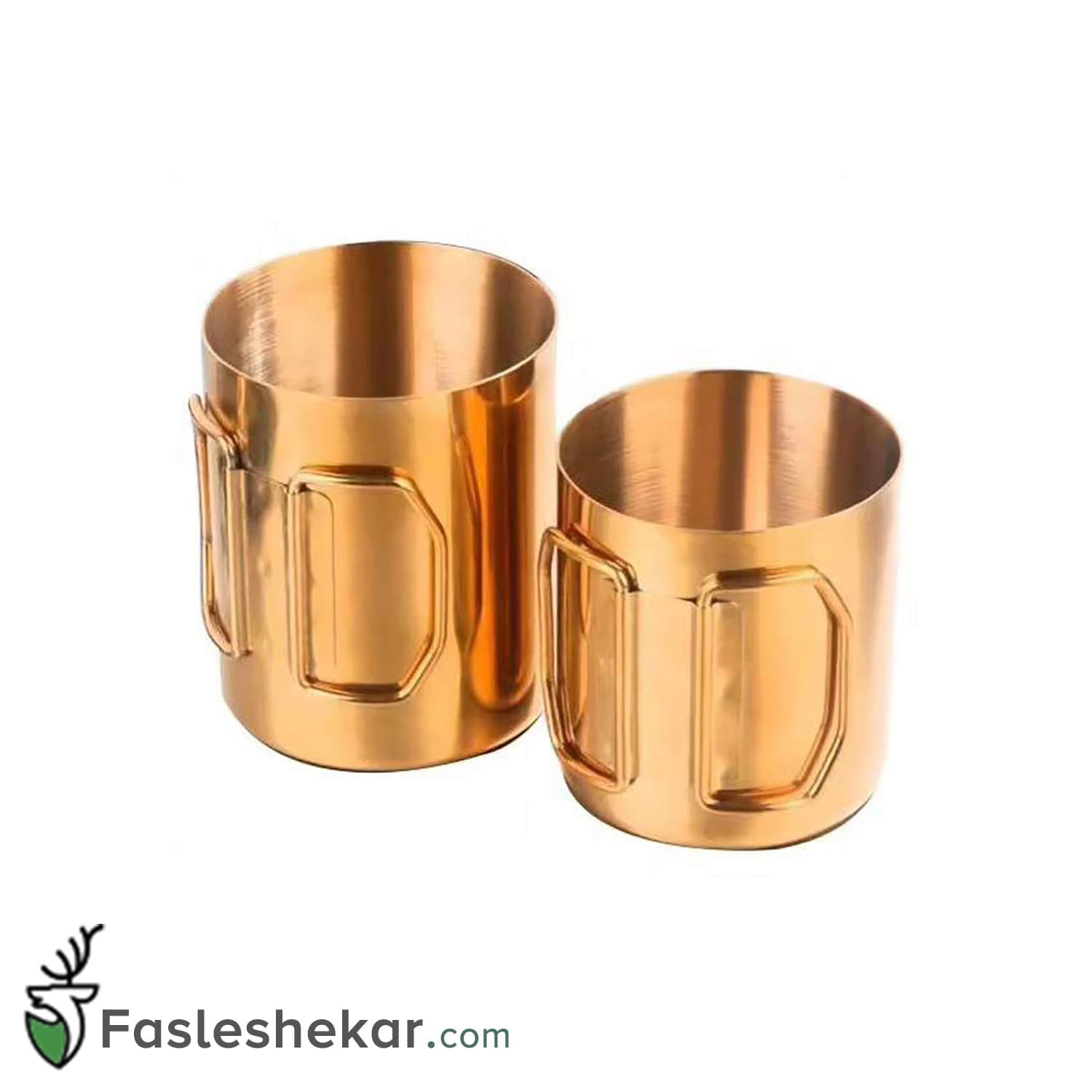 لیوان استیل طلایی دسته دار ظرفیت 350 میلی لیتر — تصویر ۳