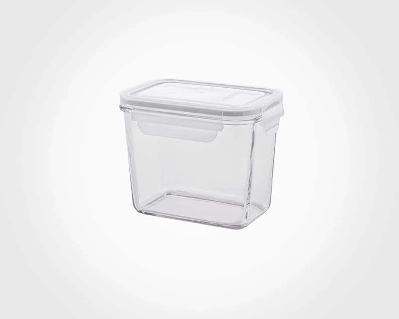 ظرف شیشه ای لیمون مستطیل درب دار 920 میلی (الوان) کد 215335 — تصویر ۲