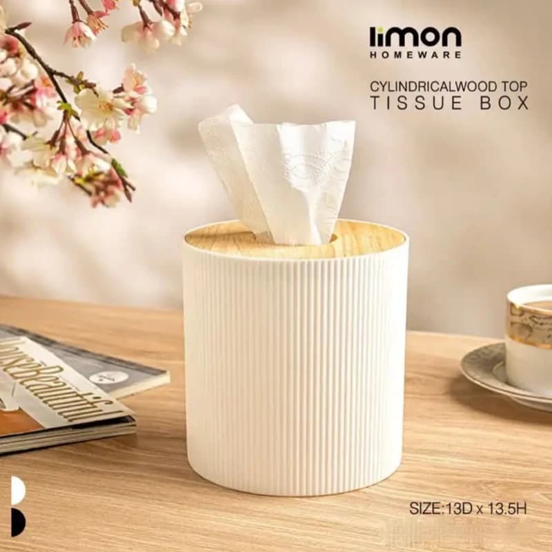 جا دستمال استوانه ای لیمون رویه چوبی کد 237059 — تصویر ۲