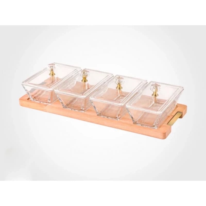 اردو خوری لیمون 4 خانه مستطیل پایه چوب کد 224959 — تصویر ۲