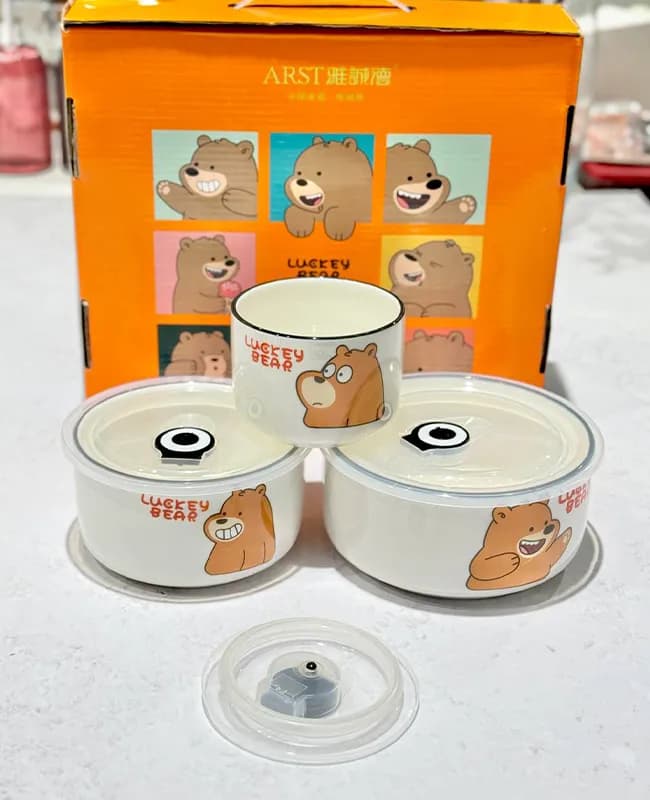 ظرف غذا 3 تایی فانتزی خرسی وارداتی کد 3758 — تصویر ۳