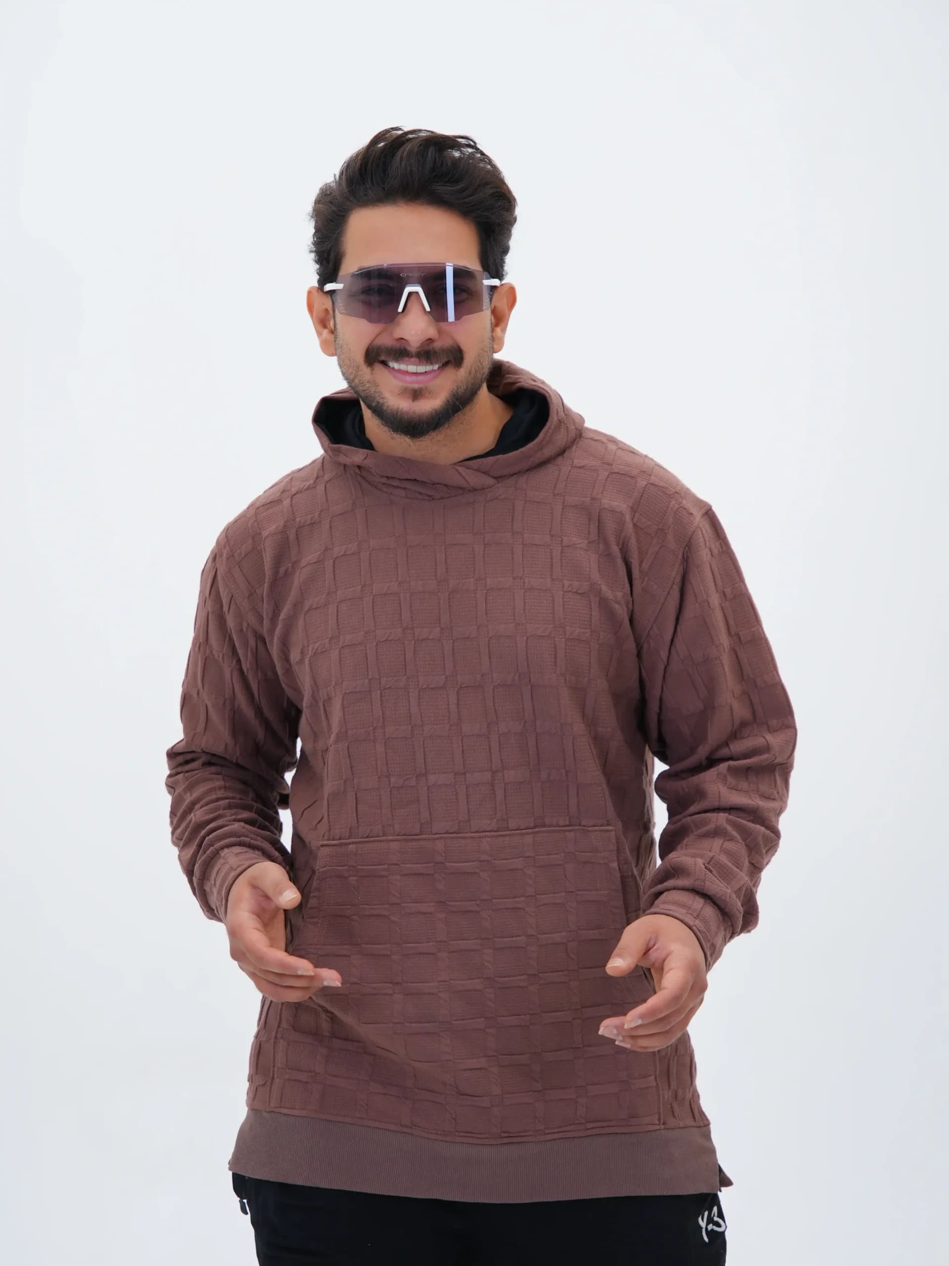 هودی مردانه پنبه طرح مربع کد 50239 — تصویر ۳