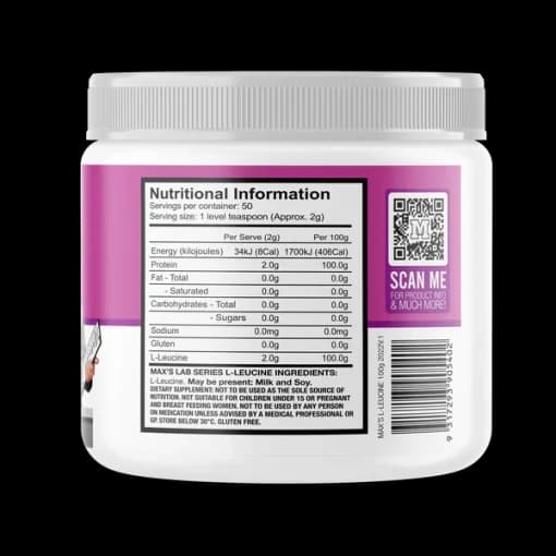 ال لوسین مکسس 100 گرم MAX’S L-Leucine — تصویر ۳