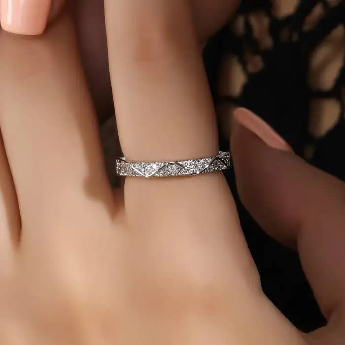 انگشتر زنانه / دخترانه فری سایز free size مدل جواهری رینگ ظریف آبکاری نقره کد xmp