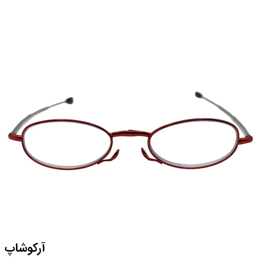 عینک مطالعه نزدیک بین با نمره +4.00 فریم بیضی، رنگ قرمز و دسته آنتنی و جمعشونده مدل HD0520 — تصویر ۲