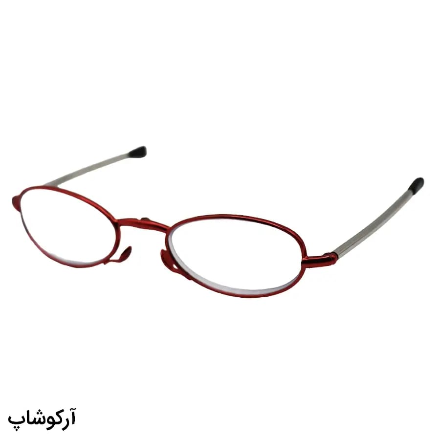عینک مطالعه نزدیک بین با نمره +4.00 فریم بیضی، رنگ قرمز و دسته آنتنی و جمعشونده مدل HD0520 — تصویر ۴