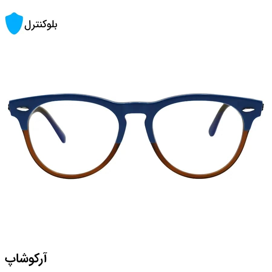 عینک بلوکنترل با فریم شکل ویفرر، رنگ آبی و قهوهای، دسته سیمدار برند ریبن و لنز بلوکنترل کرهای برند SKY مدل RB4471 — تصویر ۲
