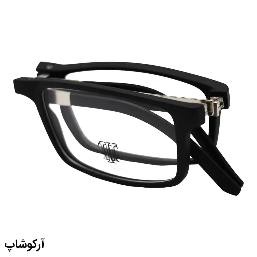 فریم عینک طبی طرح تاشو، با فریم مستطیلی، از جنس کائوچو، رنگ مشکی و دسته جمع شونده تونی هیلتون مدل G387 — تصویر ۴