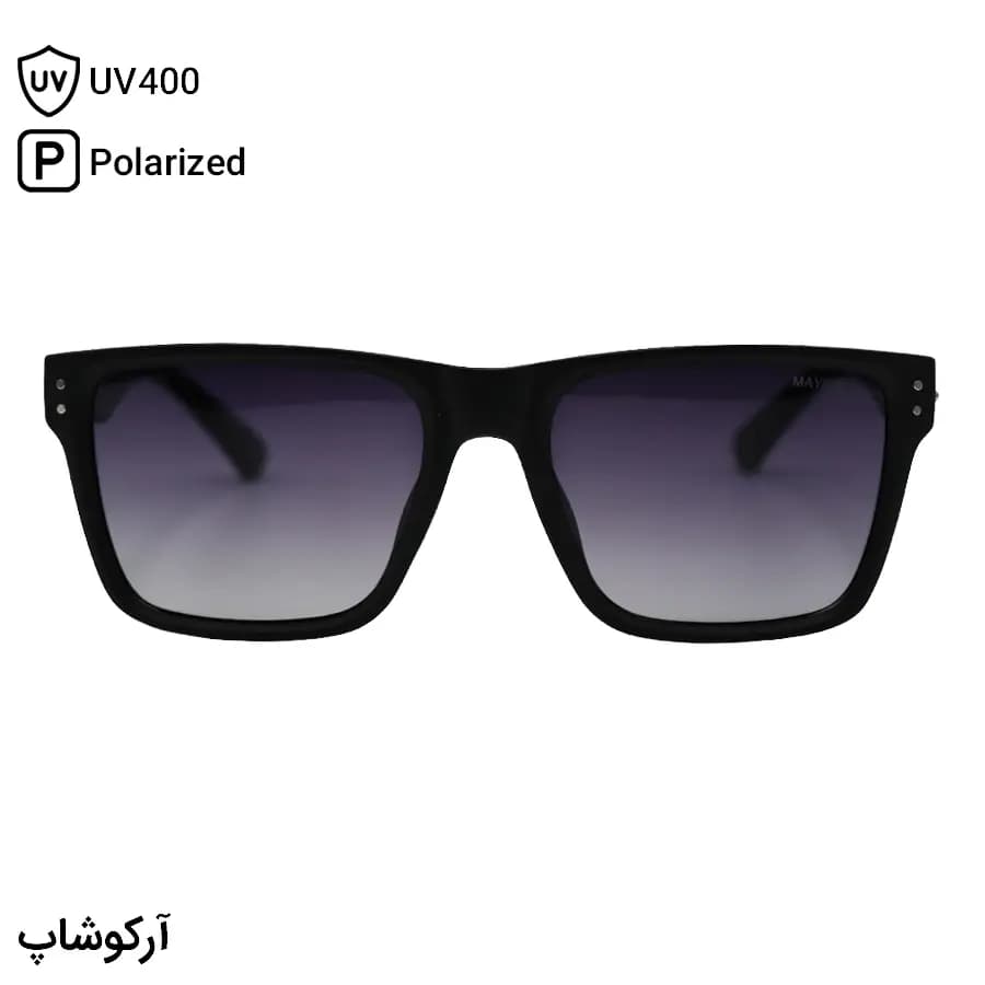 عینک آفتابی MAYBACH با فریم رنگ مشکی مات، مربعی شکل، دسته فنری، لنز دودی هایلایت و پلاریزه مدل 7122 — تصویر ۳