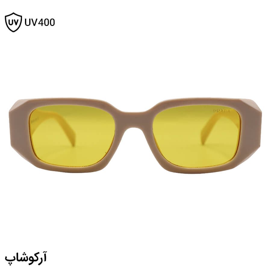 عینک دید در شب PRADA با فریم مستطیلی شکل، رنگ کرمی و لنز زرد رنگ مدل N3941 — تصویر ۳
