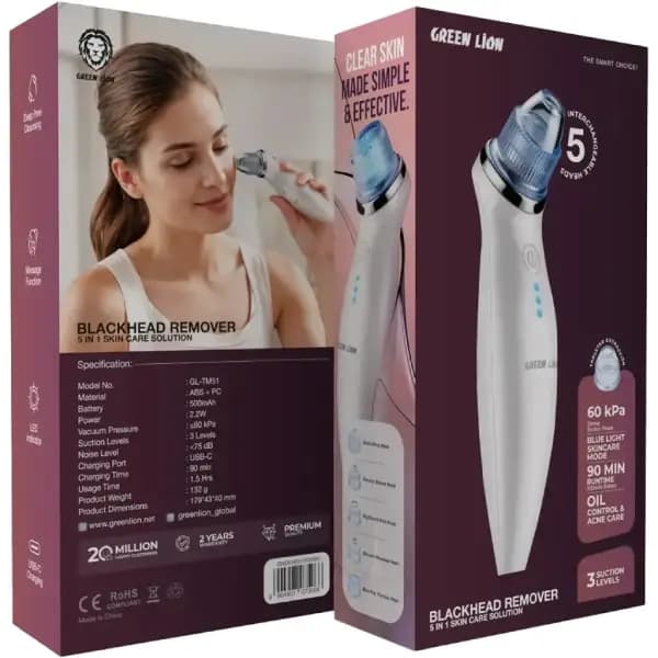 پاک کننده جوش سر سیاه گرین لاین مدل Green Lion Blackhead Remover 5 in 1 Skin Care Solution — تصویر ۵