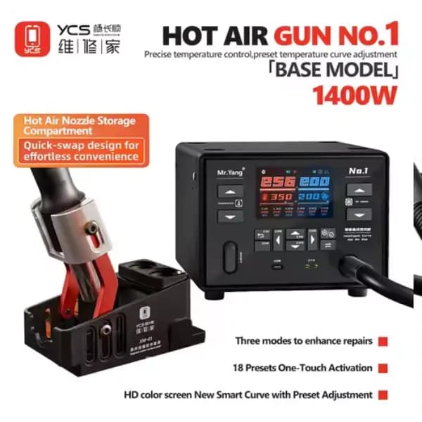 هیتر منحنی هوشمند وای سی اس مدل YCS Mr.Yang No.1 Smart Curve Hot Air Rework Station — تصویر ۲