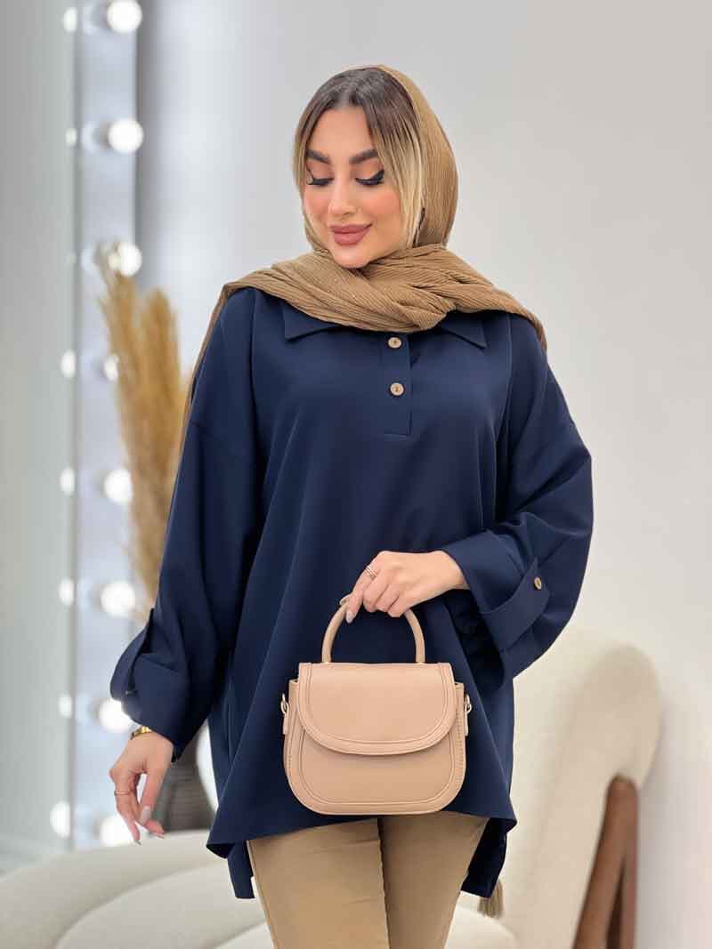 مانتو جلو بسته آستین پاگن کد 4569 — تصویر ۷