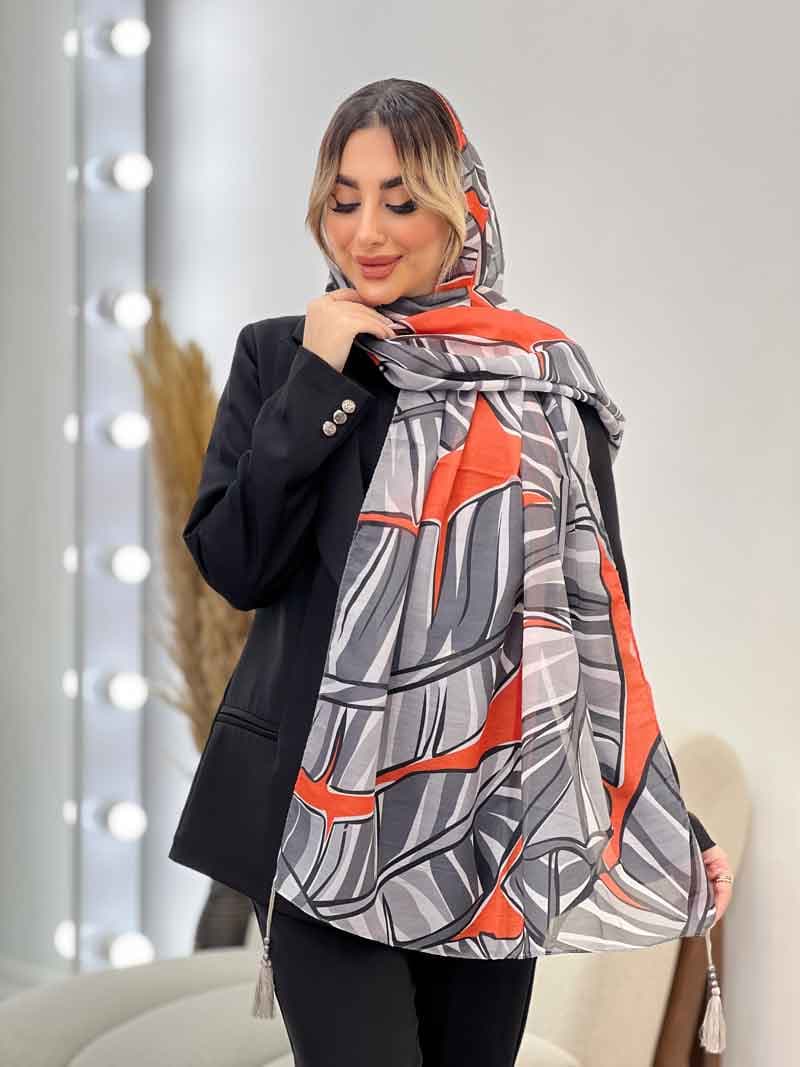 شال طرح برگ دو رنگ کد 4460 — تصویر ۸