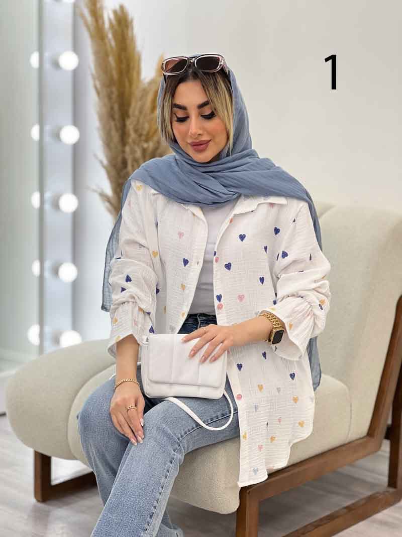 مانتو آستین کش طرح قلب کد 4541 — تصویر ۴