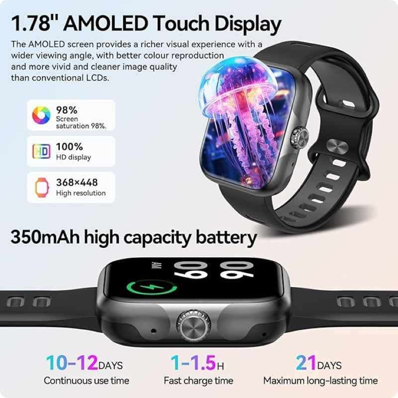 ساعت هوشمند anyloop صفحه نمایش لمسی AMOLED 1.78 اینچی — تصویر ۲