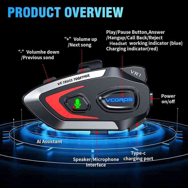هدست کلاه ایمنی موتورسیکلت برند VCOROS VR1 — تصویر ۵