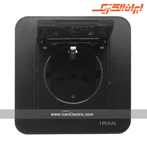 پریز برق ارت دربدار ارس مشکی — تصویر ۲