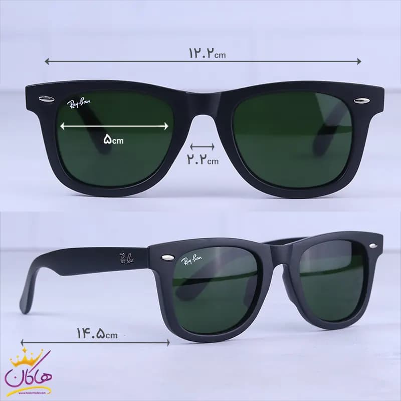 عینک آفتابی ری بن زنانه مشکی شیشه سبز RB R2140/4S — تصویر ۲