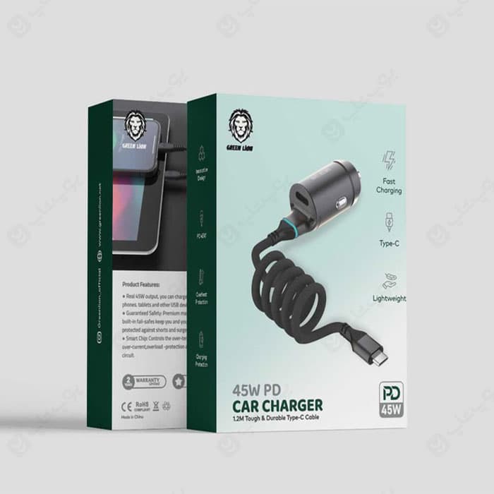 شارژر فندکی 45 وات گرین لاین مدل GL-318 GNCC45WPDTC با کابل 1.2 متری تایپ C — تصویر ۲