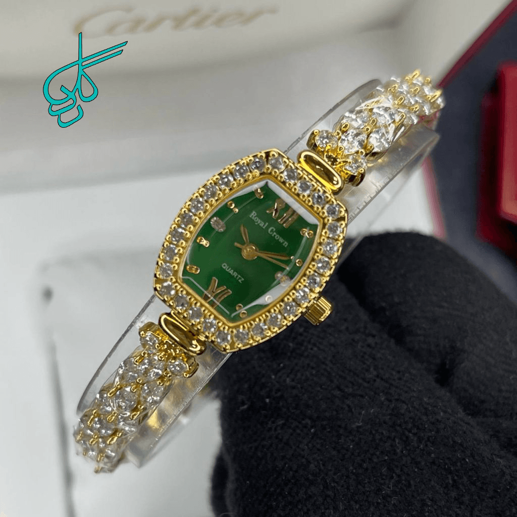 ساعت زنانه نگین دار رویال کرون کیفیت عالی موتور ژاپن رنگ ثابت کد1922272 — تصویر ۲