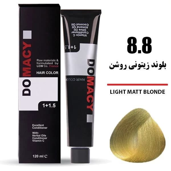 رنگ مو بلوند زیتونی روشن دوماسی شماره 8.8 حجم 120 میلی لیتر — تصویر ۲