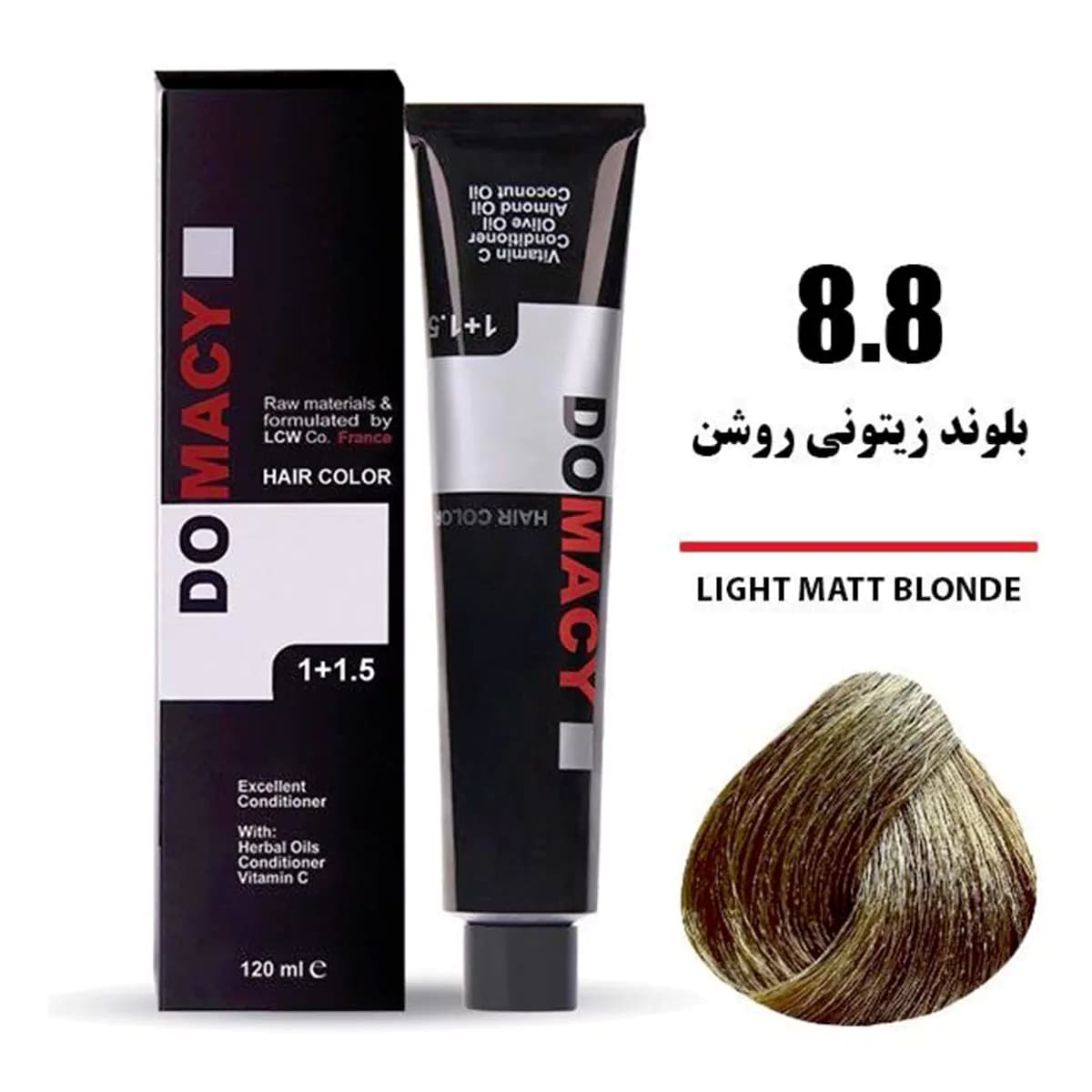 رنگ مو بلوند زیتونی روشن دوماسی شماره 8.8 حجم 120 میلی لیتر — تصویر ۳