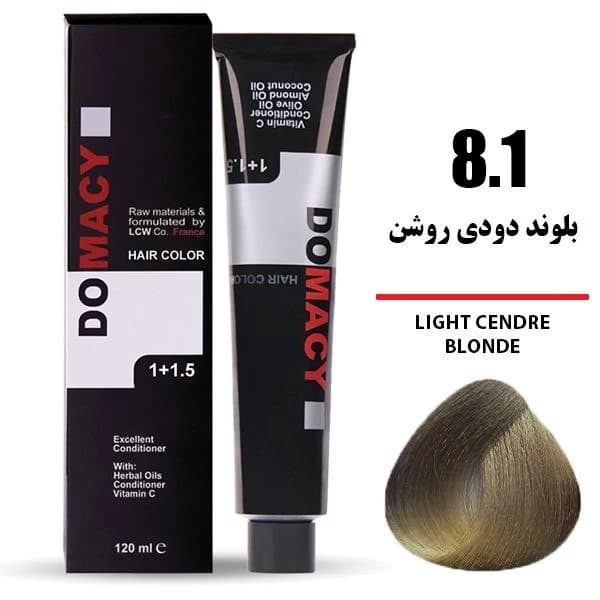 رنگ مو بلوند دودی روشن دوماسی شماره 8.1 حجم 120 میلی لیتر — تصویر ۲