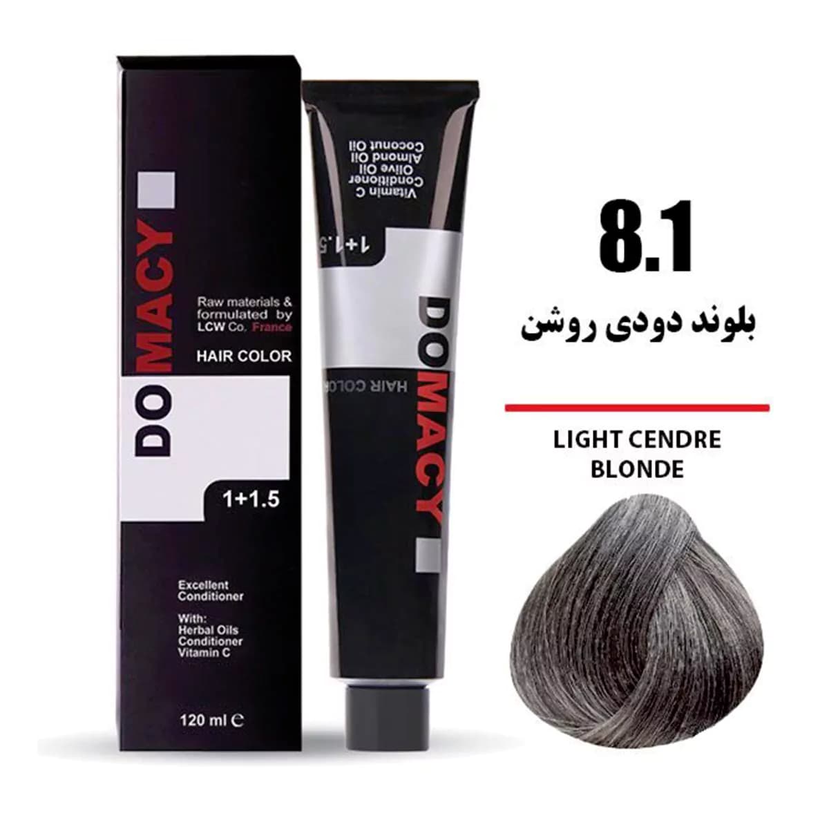 رنگ مو بلوند دودی روشن دوماسی شماره 8.1 حجم 120 میلی لیتر — تصویر ۳