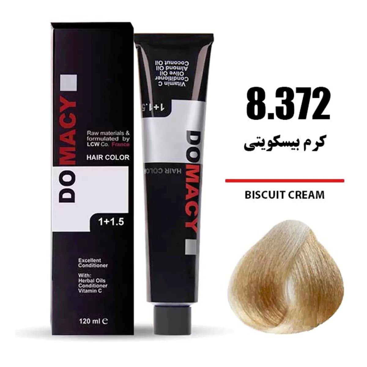 رنگ مو کرم بیسکویتی دوماسی شماره 8.372 حجم 120 میلی لیتر — تصویر ۴