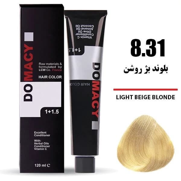 رنگ مو بلوند بژ روشن دوماسی شماره 8.31 حجم 120 میلی لیتر — تصویر ۲