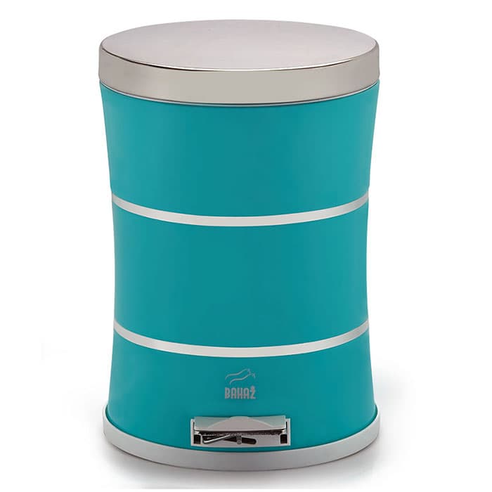 سطل پدالدار 14 لیتری کمر باریک سایلنت دوخط آبی تیفانی درب استیل بهازکالا کد 16576120