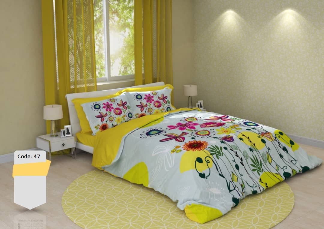 سرویس لحاف روتختی کلاسیک سفید زرد – کد 47