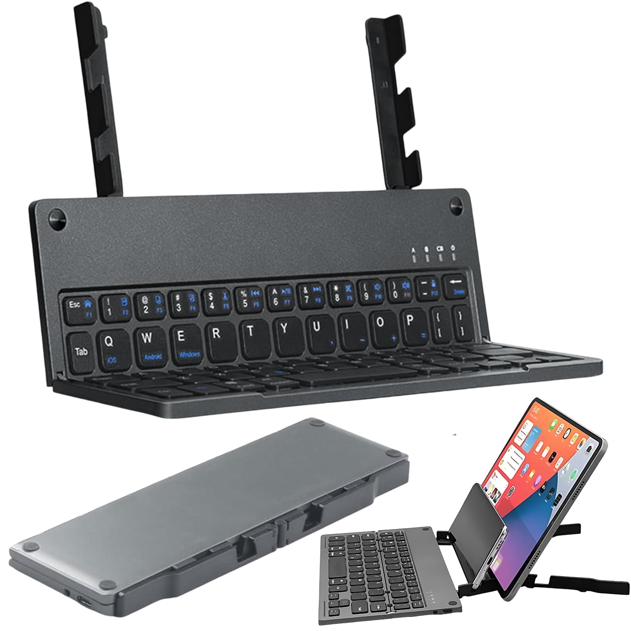 کیبورد بیسیم تاشو شارژی هارمونیکا HARMONICA با استند موبایل و تبلت — تصویر ۷