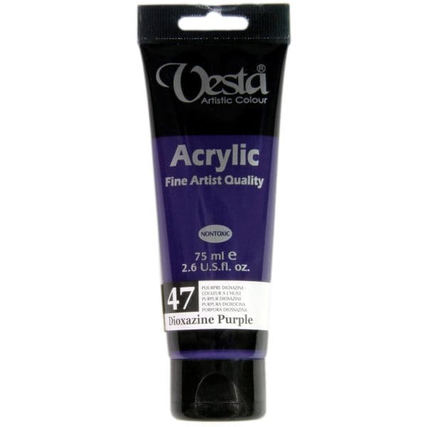 رنگ اکریلیک وستا مدل 47 Dioxazin Purple حجم 75 میلی لیتر