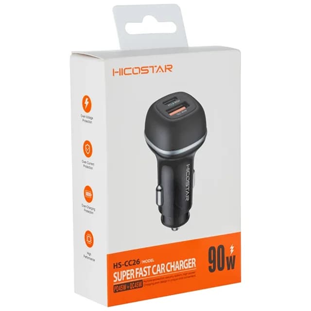 شارژر فندکی فست شارژ هایکو استار Hicostar مدل HS-CC26 توان 90 وات — تصویر ۵