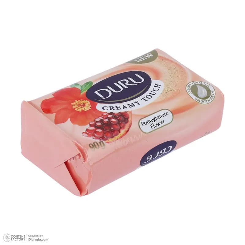 صابون شستشو صورت و بدن دورو حاوی کرم و گلیسیرین مدل Pomegrante Flower وزن 90 گرم، با رایحه تند، مناسب انواع پوست خانمها و آقایان، لطافتبخش — تصویر ۲
