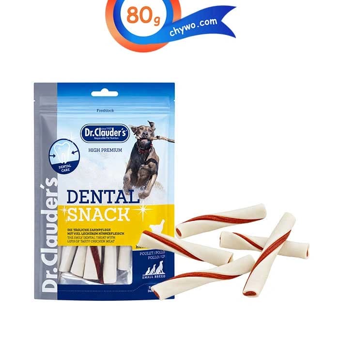تشویقی سگ بالغ نژاد کوچک دکتر کلادرز طعم مرغ مدل دنتال وزن 80 گرم Dr.Clauder’s Dental Snack Chicken