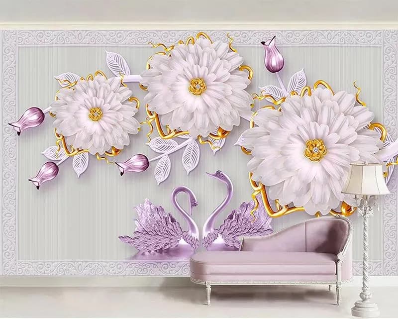 کاغذ دیواری سه بعدی طرح گل