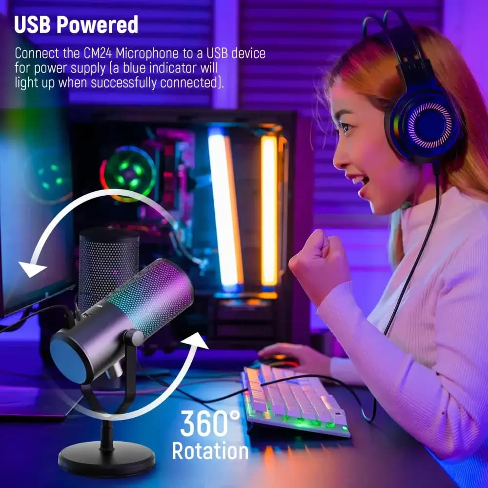 میکروفون گیمینگ NEEWER CM24 RGB Light USB — تصویر ۴