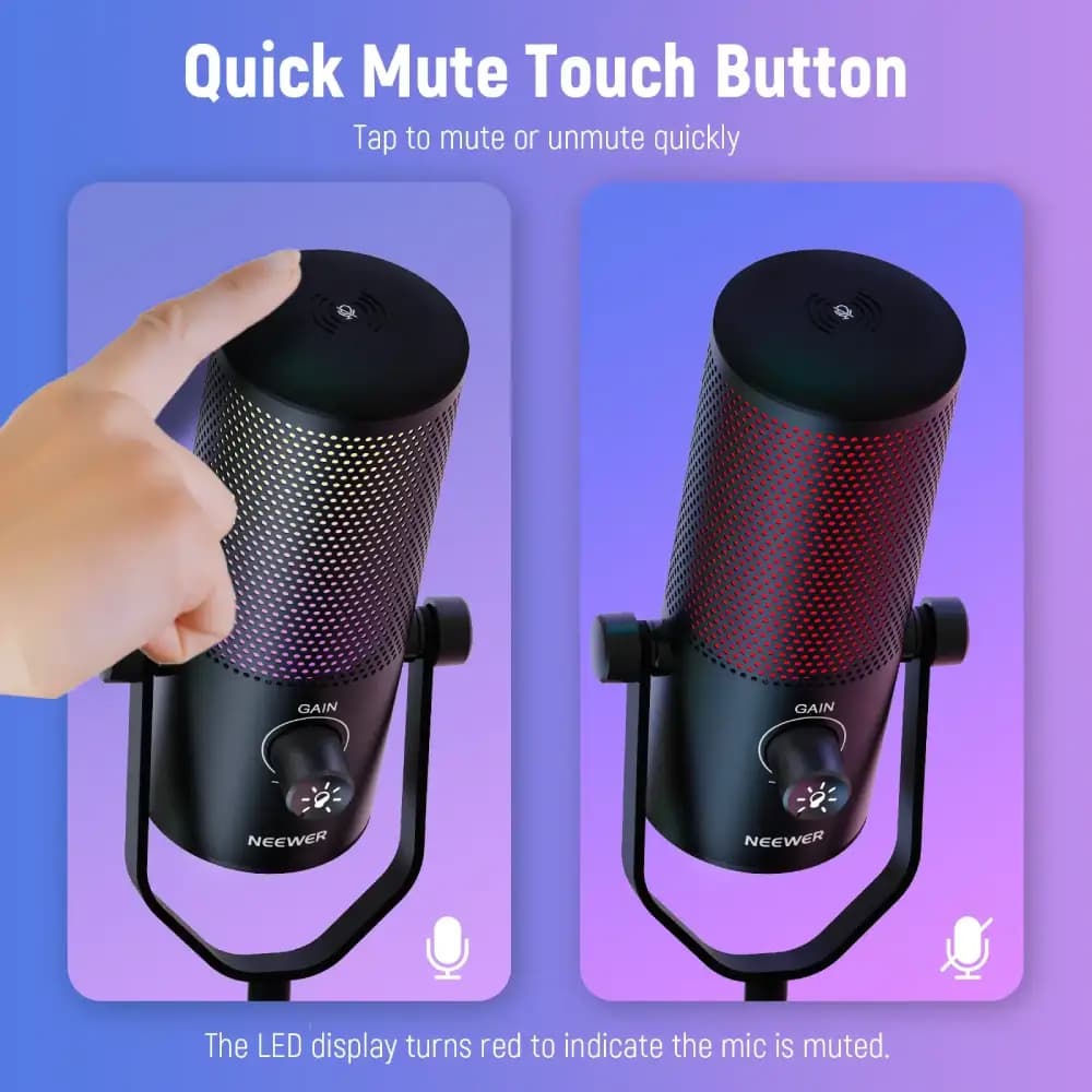 میکروفون گیمینگ NEEWER CM24 RGB Light USB — تصویر ۵