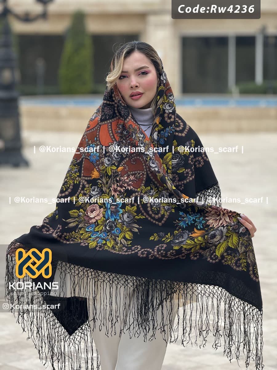 روسری پشمی طرح گلابی