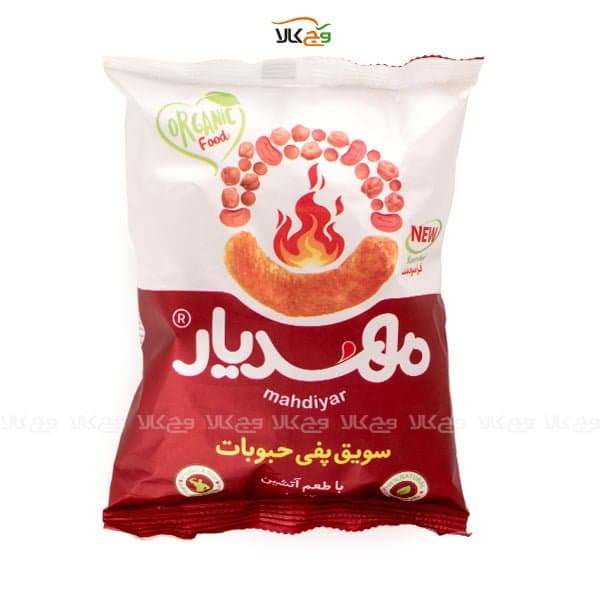 پفک گیاهی حبوبات آتشین – سویق پفی غلات کامل – 50 گرمی – مهدیار — تصویر ۲