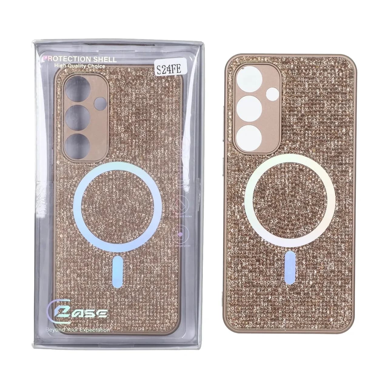 قاب C Case نگین دار MagSafe هولوگرامی محافظ لنزدار Samsung Galaxy S24 FE — تصویر ۴