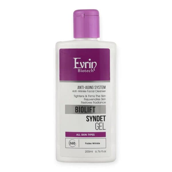 ژل شستشوی ضد چروک صورت اورین حجم ۲۰۰ میلی لیتر | Evrin Biolift Anti Aging Syndet Gel 200 ml — تصویر ۲