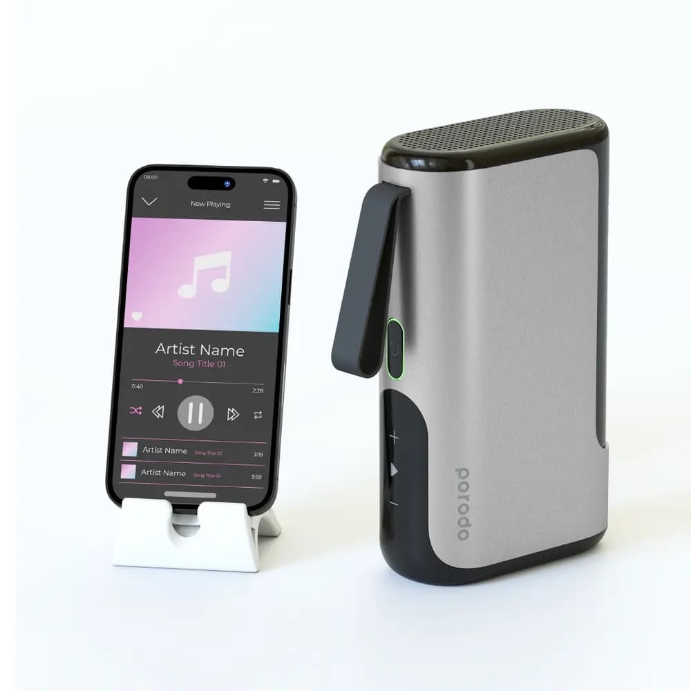 پاوربانک و اسپیکر پرودو مدل Porodo 3-in-1 Power Bank Speaker With Built-in Phone Holder 10000mAh — تصویر ۲