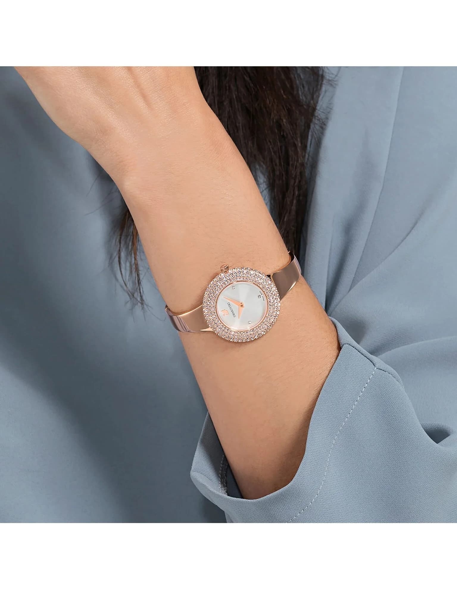 ساعت مچی رز گلد سوئیسی سواروسکی اورجینال Swarovski Crystal Rose watch 5484073 — تصویر ۲