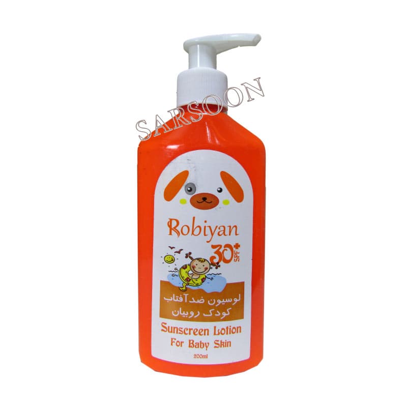 لوسیون ضد آفتاب کودک روبیان حجم 200 میلی لیتر robiyan baby skin sunscreen lotion