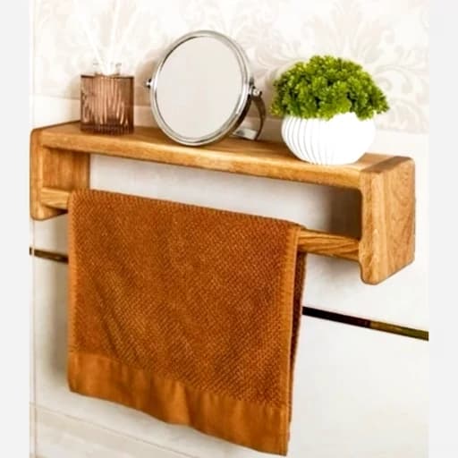 شلف چوبی جا حوله ای و دکوری مبلمان اورلین مدل 959745