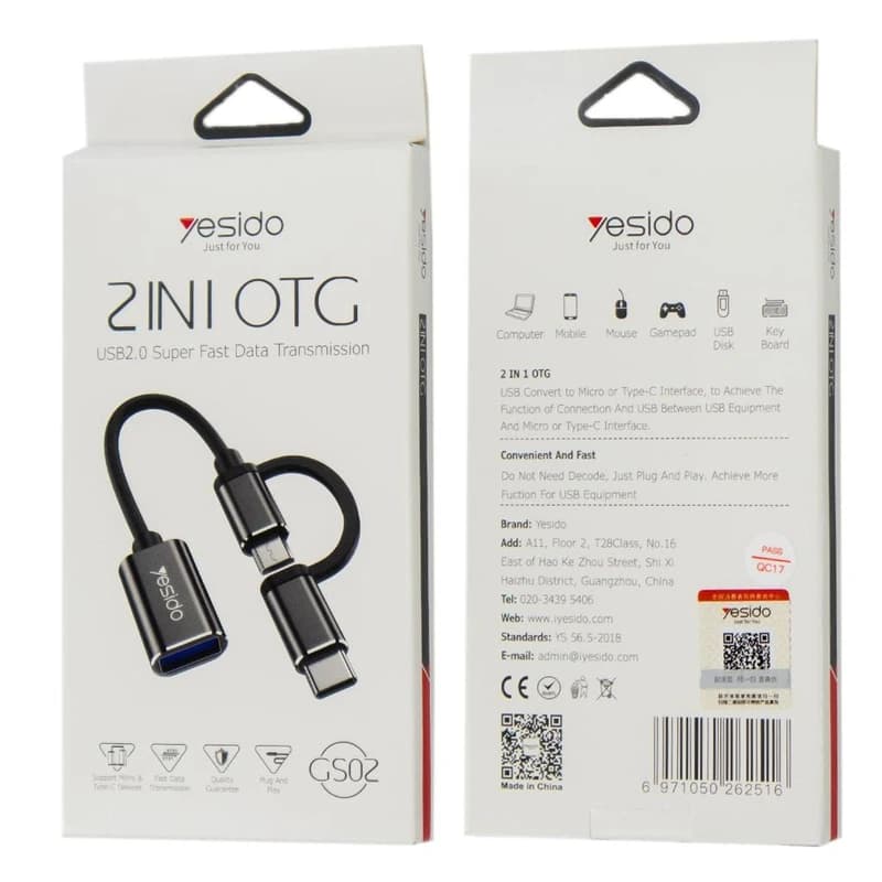 مبدل OTG microUSB/ USB-C به USB 3.0 یسیدو مدل GS02 کدm20907